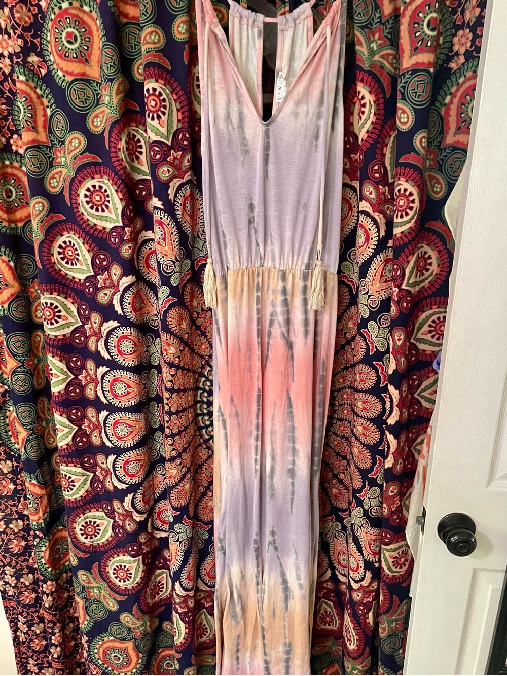 VENUS Lavender Pink Ombre Tie-Dye Maxi Dress